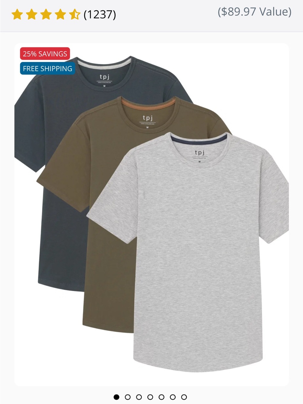 Men’s Crew Neck T-Shirt Pack — Gray, Olive, Charcoal